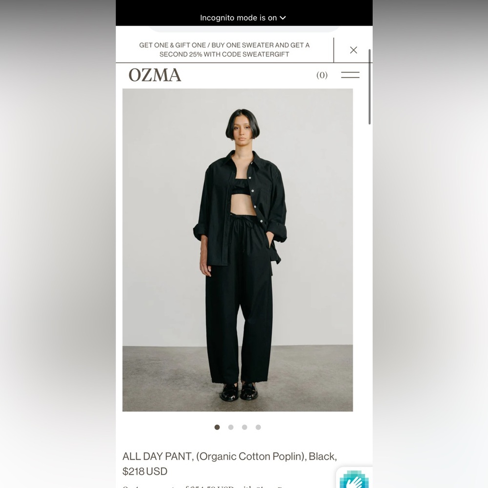 OZMA all day pant in black